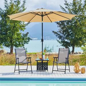 Patio Gray Folding Steel Outdoor Dining Chair Set of 4