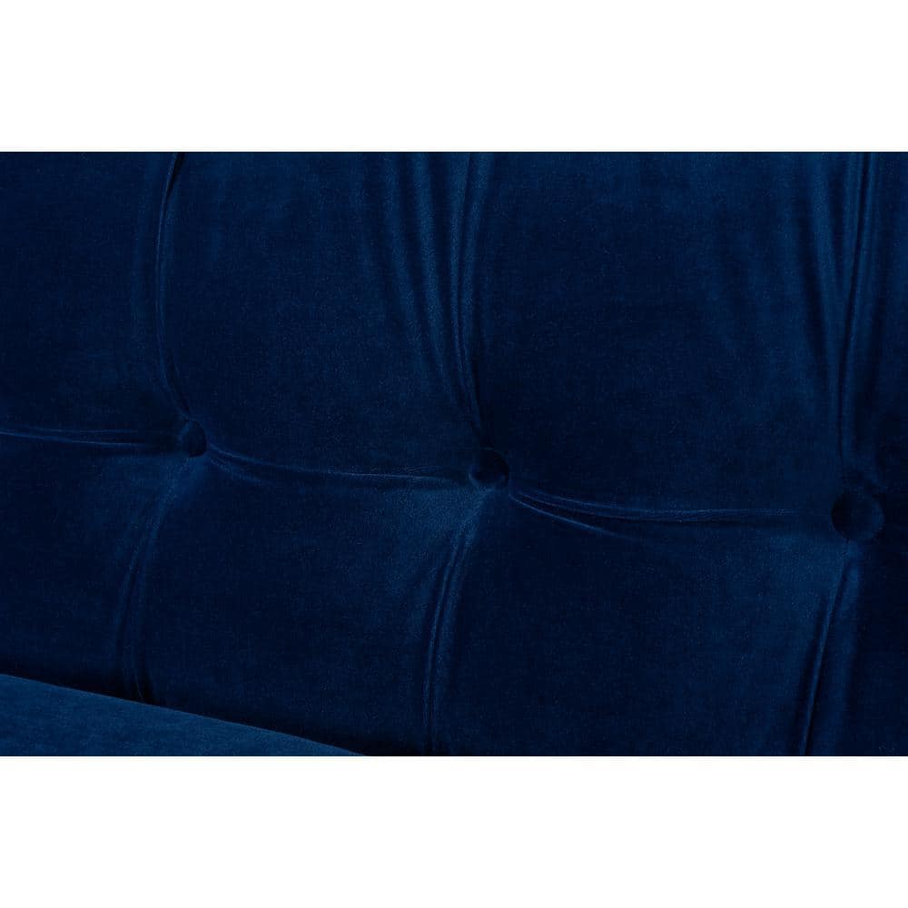 Elegant Navy Blue Velvet Chesterfield Sofa with Tufted Accents