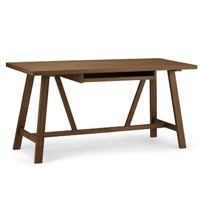 Dylan Solid Wood Industrial 60 in. Wide Writing Office Desk in Rustic Natural Aged Brown