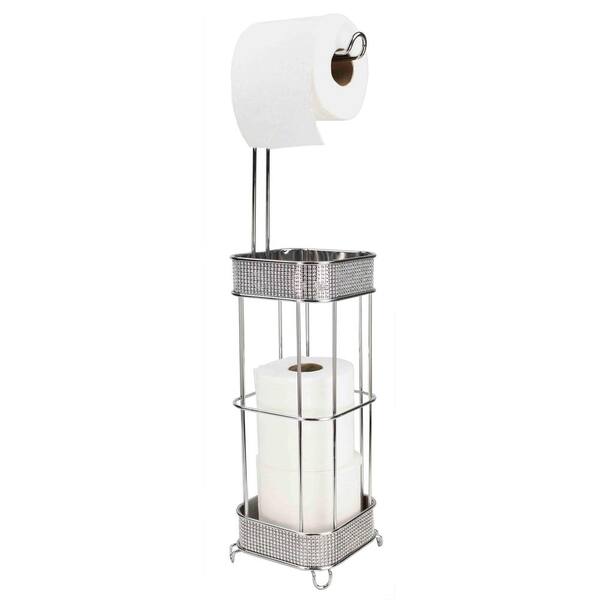 Home Basics Diamond Free-Standing Dispensing Toilet Paper Holder in Chrome