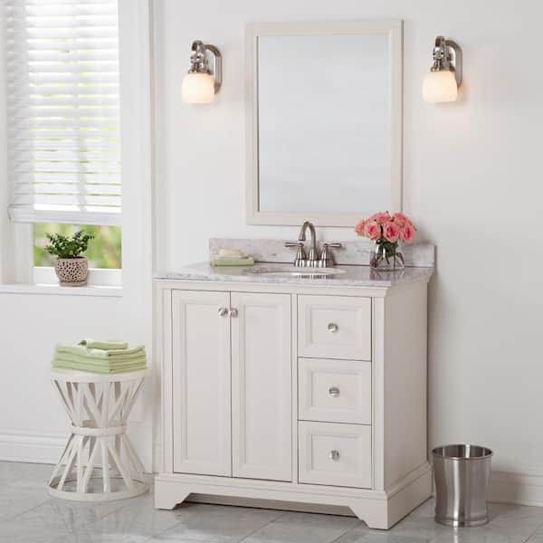 Home Decorators Collection Stratfield 37 in. W x 22 in. D Bathroom Vanity in Cream with Stone Effect Vanity Top in Winter Mist with White Sink