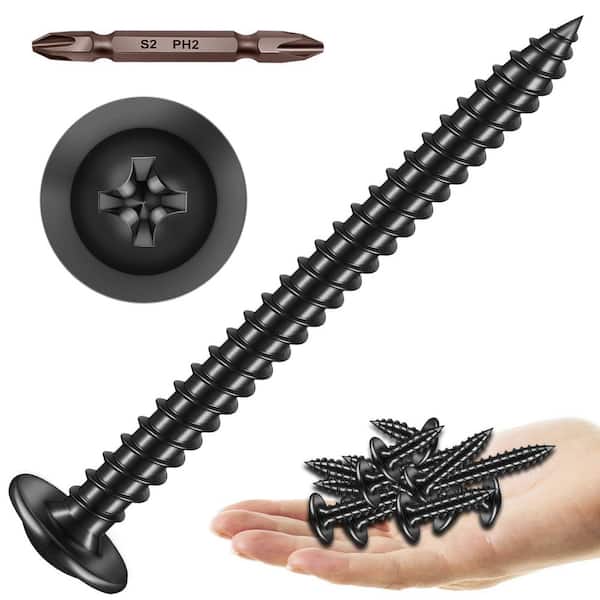#8 x 2 in. Black Oxide Zinc Phillips Truss Head Self-Tapping Wood Screws (150-Pack)