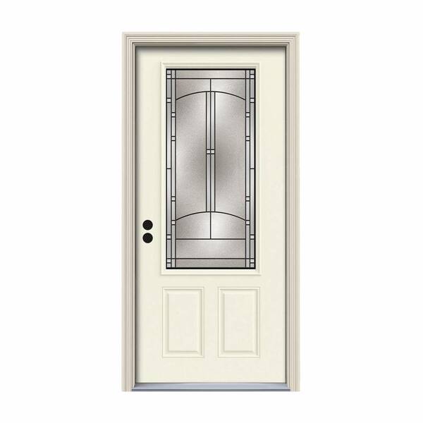 JELD-WEN 32 In. X 80 In. 3/4 Lite Idlewild Vanilla Painted Steel ...