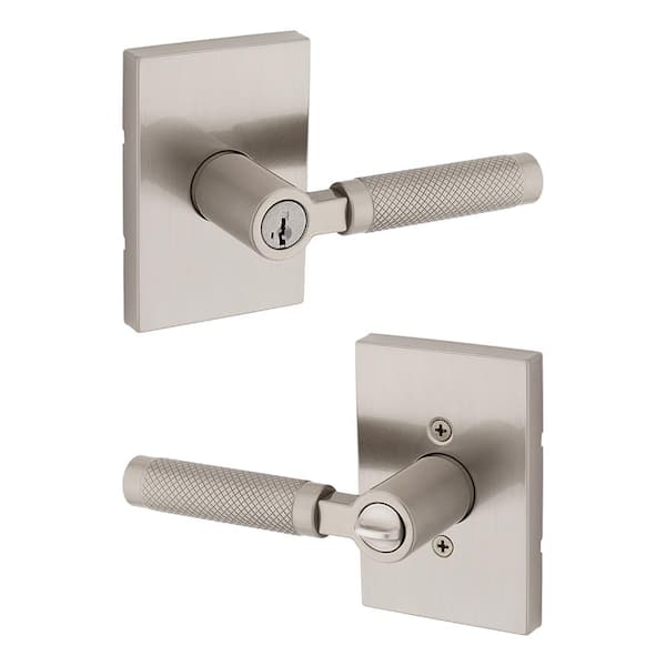 Kwikset Prava Satin Nickel Keyed Entry Door Handle featuring SmartKey Security