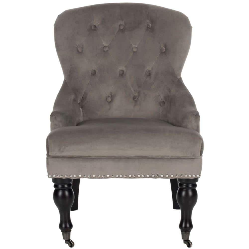 Contemporary Mushroom Gray Wood Accent Arm Chair 24"