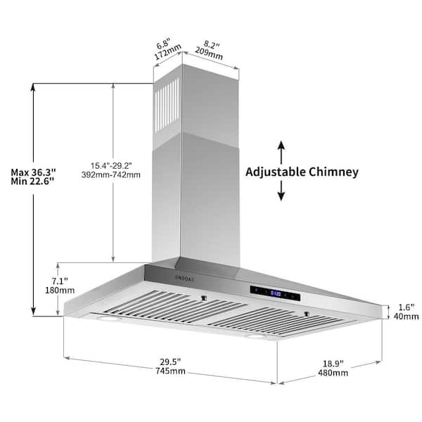 kitchen hood dimensions