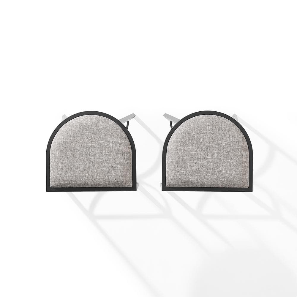Gray and Matte Black Backless Counter Height Barstools Set