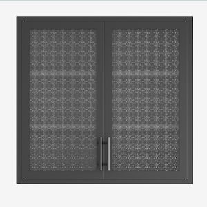 31.50 in. W x 11.80 in. D x 30 in. H Ready to Assemble Steel Wall Mounted Cabinet in Black with Glass Door