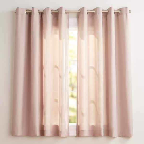 Loha Blush Solid Light Filtering Grommet Top Curtain, 54 in. W x 63 in. L (Set of 2)