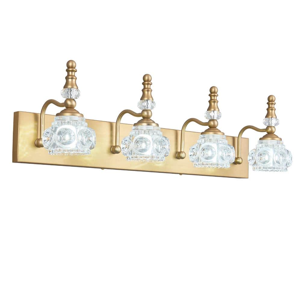 27.55 in. 4-Light Brass Vanity Light Clear Glass For Bathroom Mirror Bedroom Hallway Farmhouse price history on PriceWatchPro