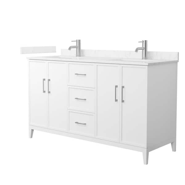 Elan 60 in. W x 22 in. D x 35 in. H Double Bath Vanity in White with Carrara Cultured Marble Top