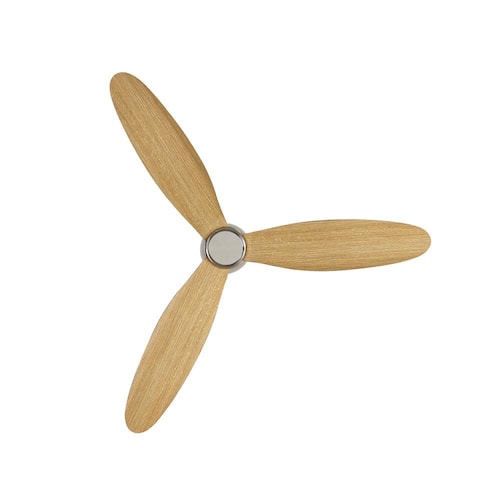 Radar 52 in. DC Ceiling Fan in Brushed Chrome with Teak Blades Lighting