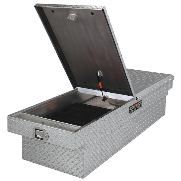 Crescent Jobox 70 in. Diamond Plate Aluminum Full Size Dual Mid-Lid Crossover Truck Tool Box with Gear-Lock Latch