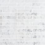 Big Brick White Carrera 12 in. x 12 in. x 8 mm Mosaic Marble Floor and Wall Tile