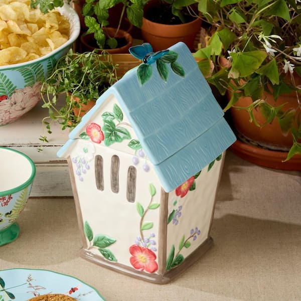 2 Piece Flora 3-D Birdhouse Cookie Jar