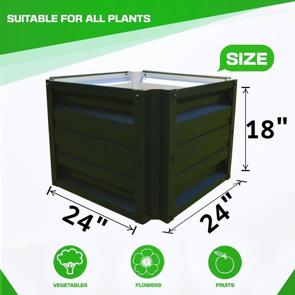 24" Square Emerald Green Galvalume Steel Planter Box