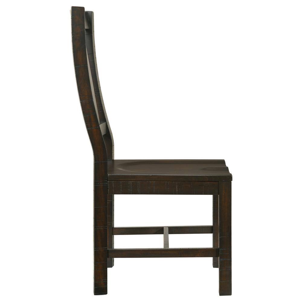 Transitional High Slat-Back Side Chair in Vintage Java, Set of 2
