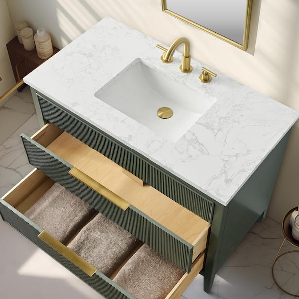Misapon　　AVEDA SUDIO Emma 42 in. W Bath Vanity in Vintage Green with