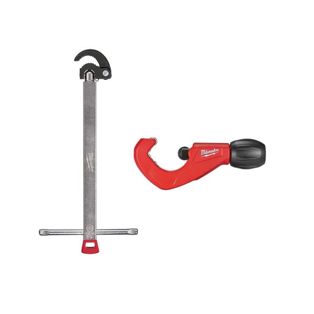 Milwaukee 1.25 in. Basin Wrench with 1-1/2 in. Constant Swing Copper Tubing  Cutter (2-Piece) 48-22-7001-48-22-4252 - The Home Depot