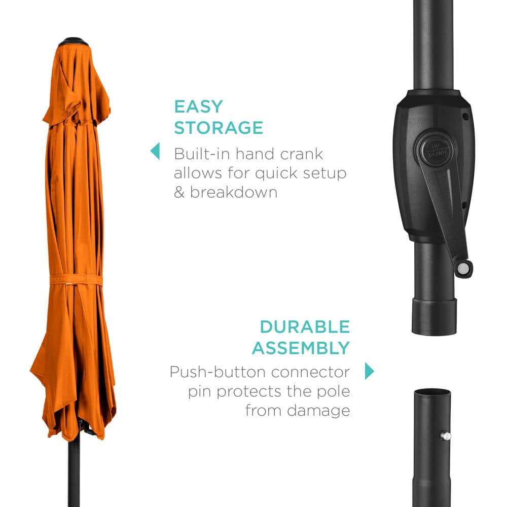 7.5ft Orange Hexagon Market Patio Umbrella with Black Metal Pole