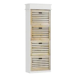 61 in. H x 21.7 in. W 20-Pair White Wood 4-Drawer Shoe Storage Cabinet with Foldable Compartments