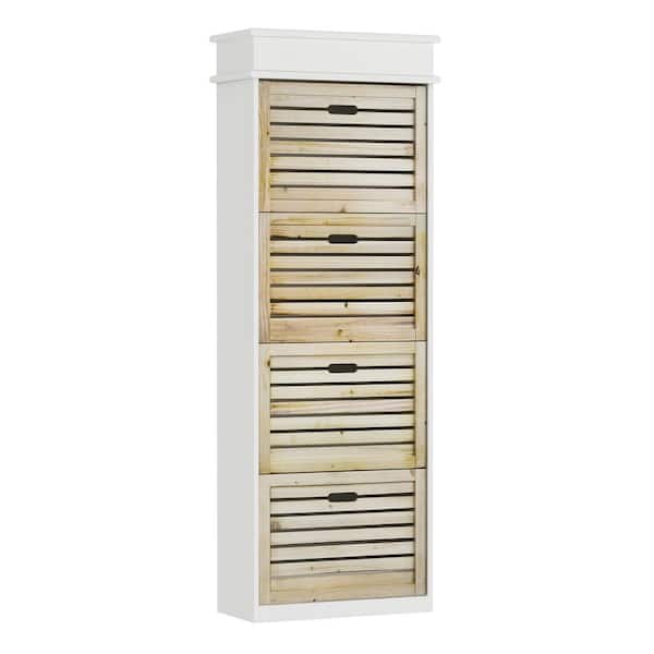 FUFU&GAGA 61 in. H x 21.7 in. W 20-Pair White Wood 4-Drawer Shoe Storage  Cabinet with Foldable Compartments KF200098-01 - The Home Depot