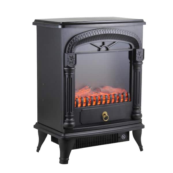 Shop 1,500-Watt Black Electric Fireplace Stove Heater with Realistic 3D Flame Effect from Home Depot on Openhaus