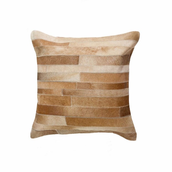 HomeRoots Josephine Brown Striped 18 in. x 18 in. Cowhide Throw Pillow