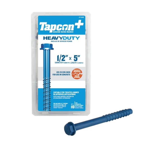 Tapcon 1/2 in. x 5 in. Hex-Washer-Head Large Diameter Concrete Anchors (10-Pack)