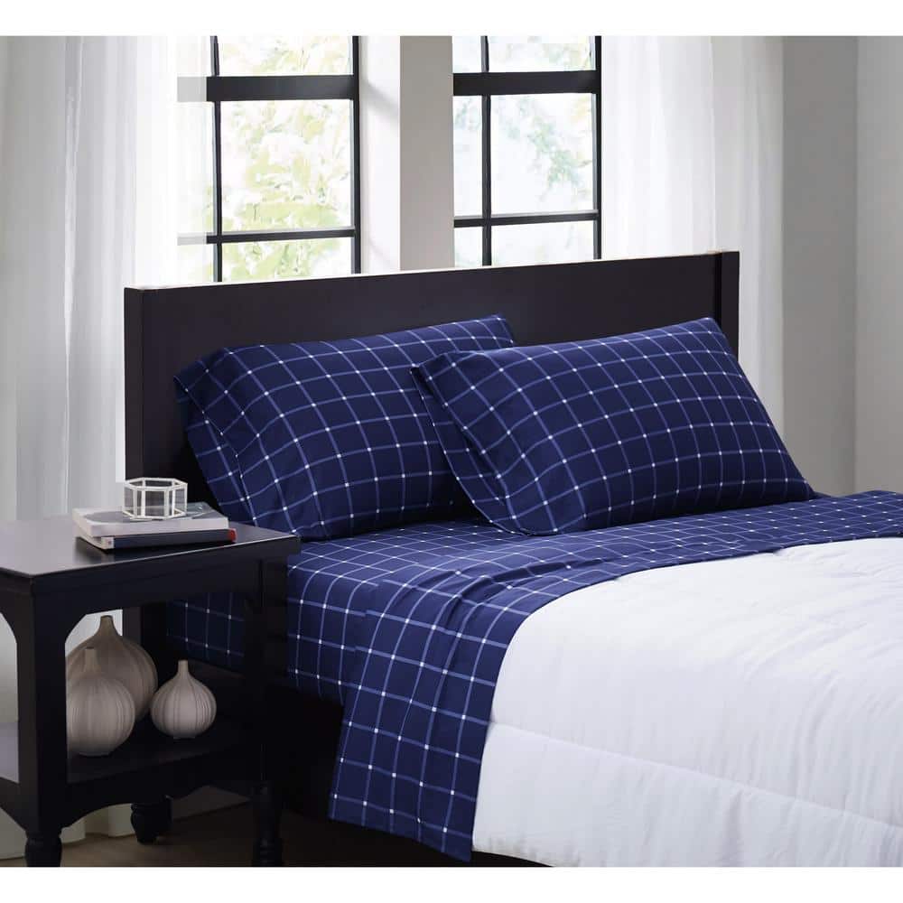 Tattersall 3-Piece Navy/White Microfiber Twin XL Sheet Set price history on PriceWatchPro