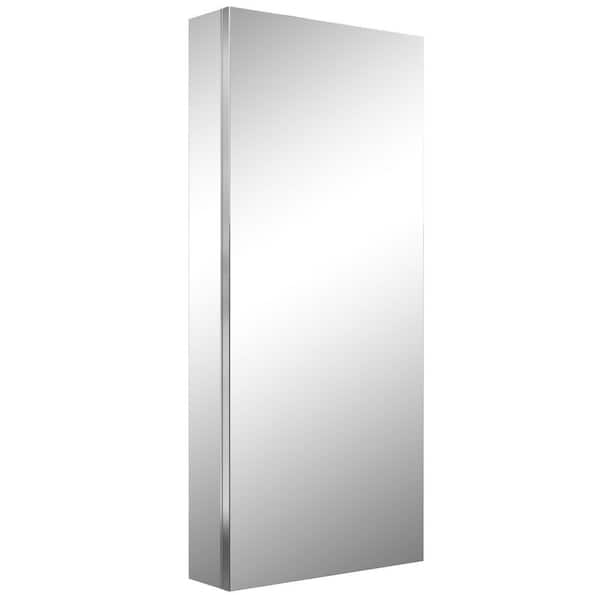 16 in. W x 36 in. H Rectangular Silver Aluminum Recessed/Surface Mount Reversible Medicine Cabinet with Soft-Close Door
