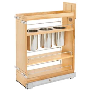 Natural Maple 8" Pull Out Kitchen Cabinet Organizer  w/ Soft-Close