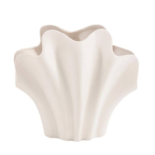 Unbranded Small Matte White Shell Decorative Vase