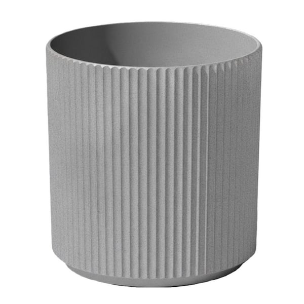 18.5 in. D x 18.5 in. W x 20 in. H Plastic Gray Mason Series Large Round Demi Planter (Indoor/Outdoor)