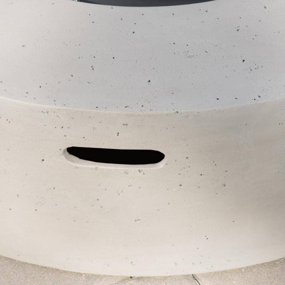 Light Gray Round Concrete Gas Fire Pit Table with Tank Holder
