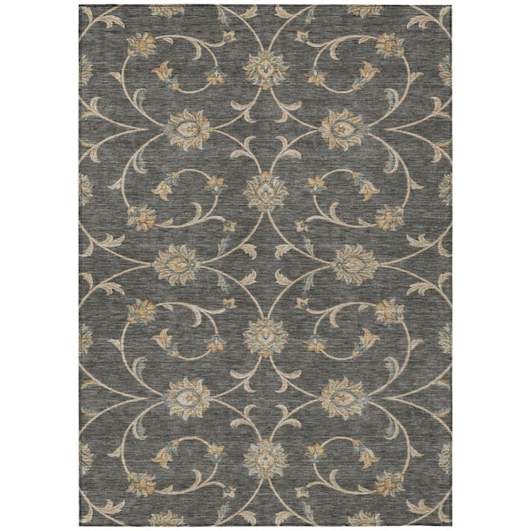 Chantille Machine Washable Indoor/Outdoor Abstract ACN3079 Graphite 10 ft. x 14 ft. Area Rug