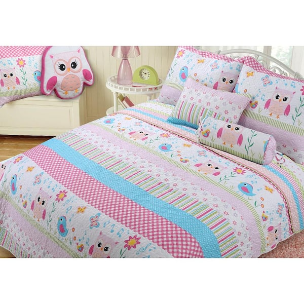 Floral Whimsy Colorful Cotton Reversible Quilt Bedding Set – Cozy
