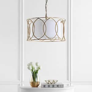 Silas 1-Light Gold Adjustable Cage Drum Hanging Pendant Lighting
