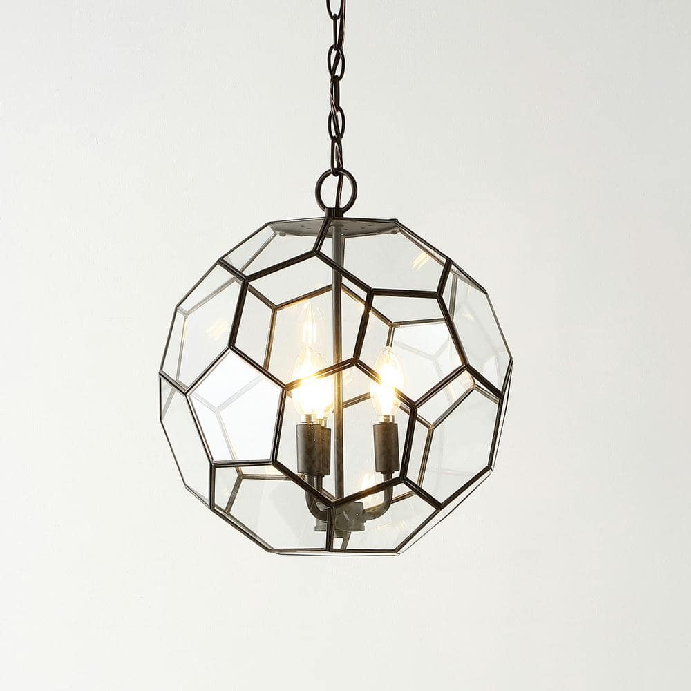 Bee 13.5" Oil Rubbed Bronze Hexagon Glass LED Pendant Light