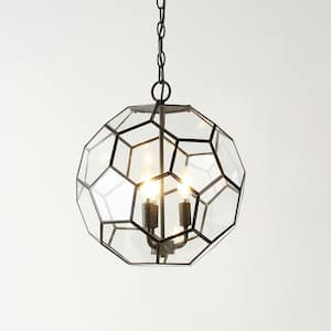 Bee 13.5 in. 3-Light Modern Farmhouse Iron/Glass LED Pendant, Oil Rubbed Bronze/Clear