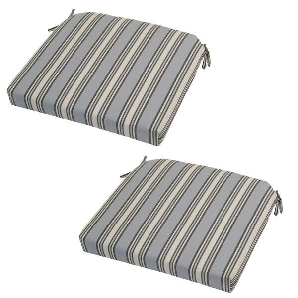 Hampton Bay Cement Stripe Deluxe Outdoor Seat Cushion (2-Pack)