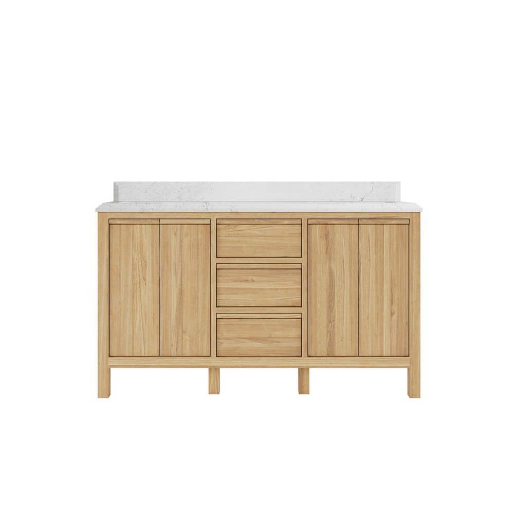 Elizabeth 60 in. W x 22 in. D x 36 in. H Double Sink Bath Vanity in Natural with Cove Edge Empira Quartz Top price history on PriceWatchPro