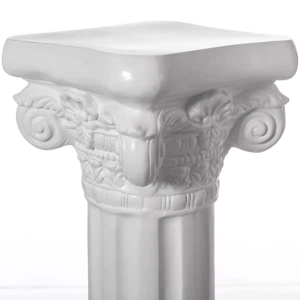 Uniquewise Fiberglass White Plinth Roman Style Column Piller
