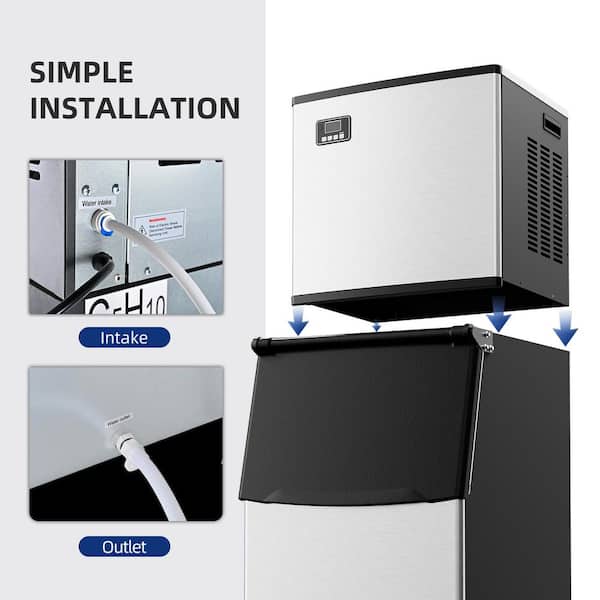 製氷機 シルバー ダークブルー SIMZLIFE 22.2 in. 400 lbs./24H Full Size Cube Ice Commercial