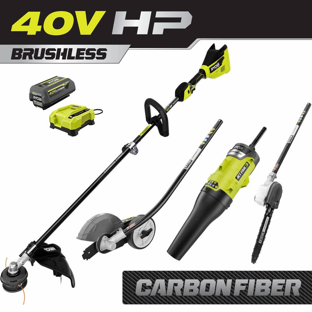 Ryobi 40v Hp Brushless 15 In String Trimmer W Edger Pole Saw And
