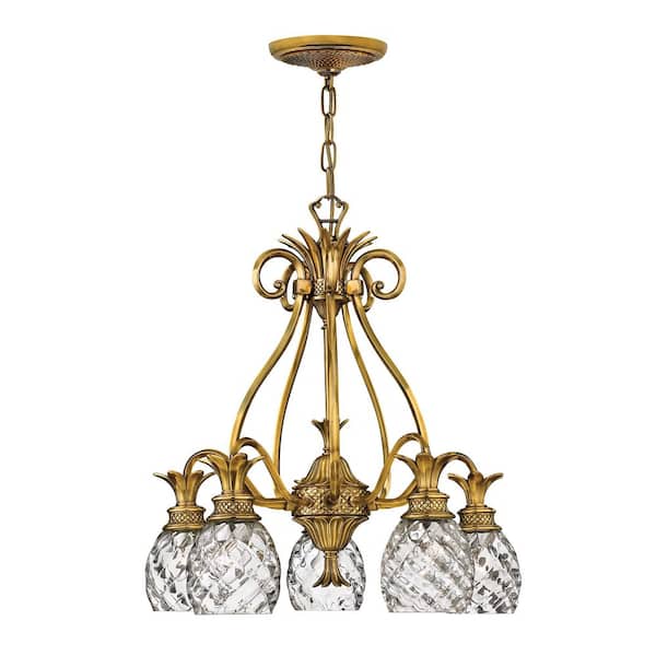 Plantation 5-Light Burnished Brass Shaded Chandelier