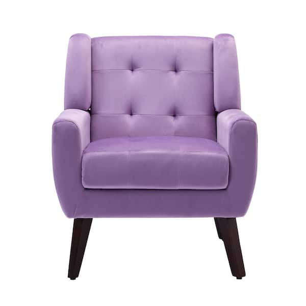 Purple Velvet Upholstered Armchair Set of 1