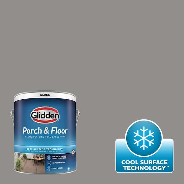 Glidden Porch and Floor 1 gal. PPG1002-5 Antique Silver Gloss Interior/Exterior Porch and Floor Paint with Cool Surface Technology