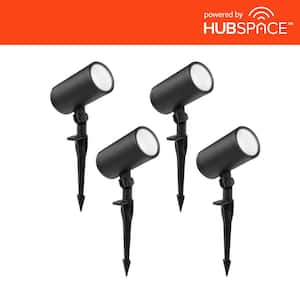 350 Lumens Black Plug-in Integrated LED RGBw Outdoor Spotlight with Adjustable Lamp Head Powered by Hubspace (4-Pack)