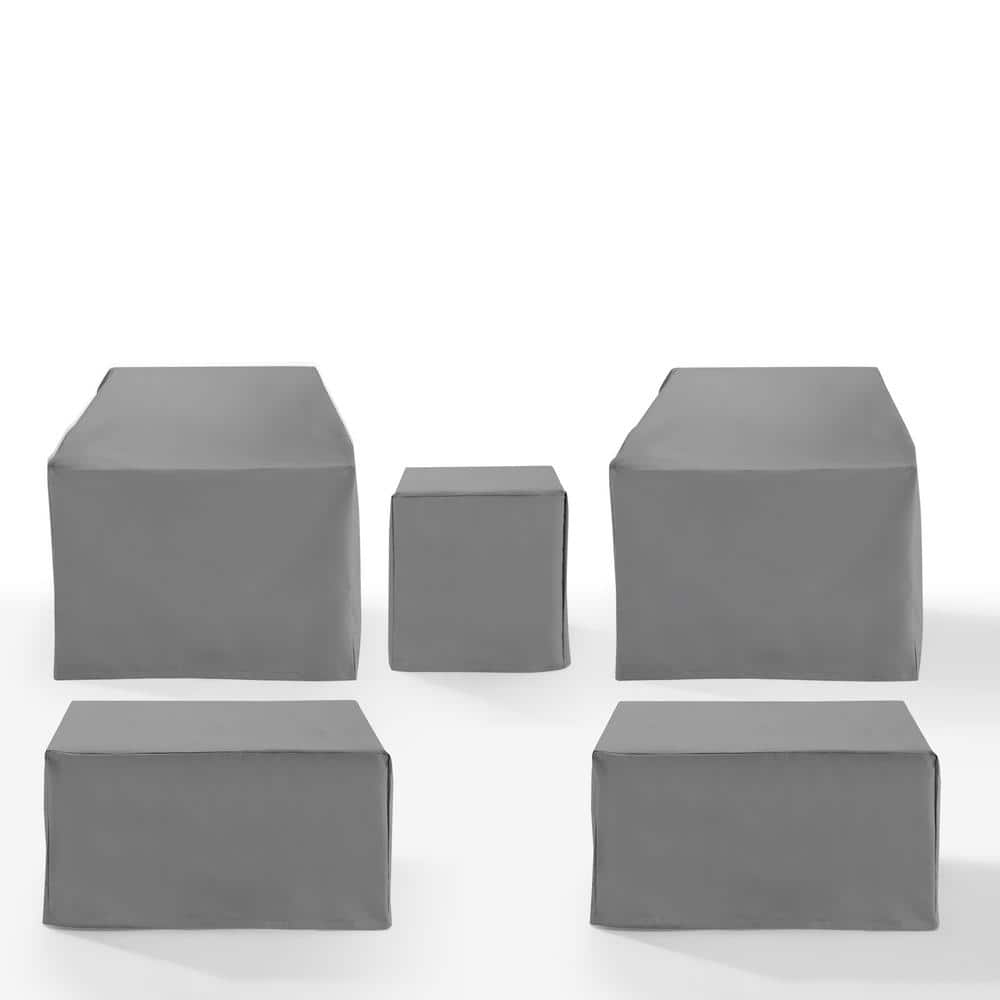 Gray Heavy-Duty Vinyl 5-Piece Outdoor Furniture Cover Set